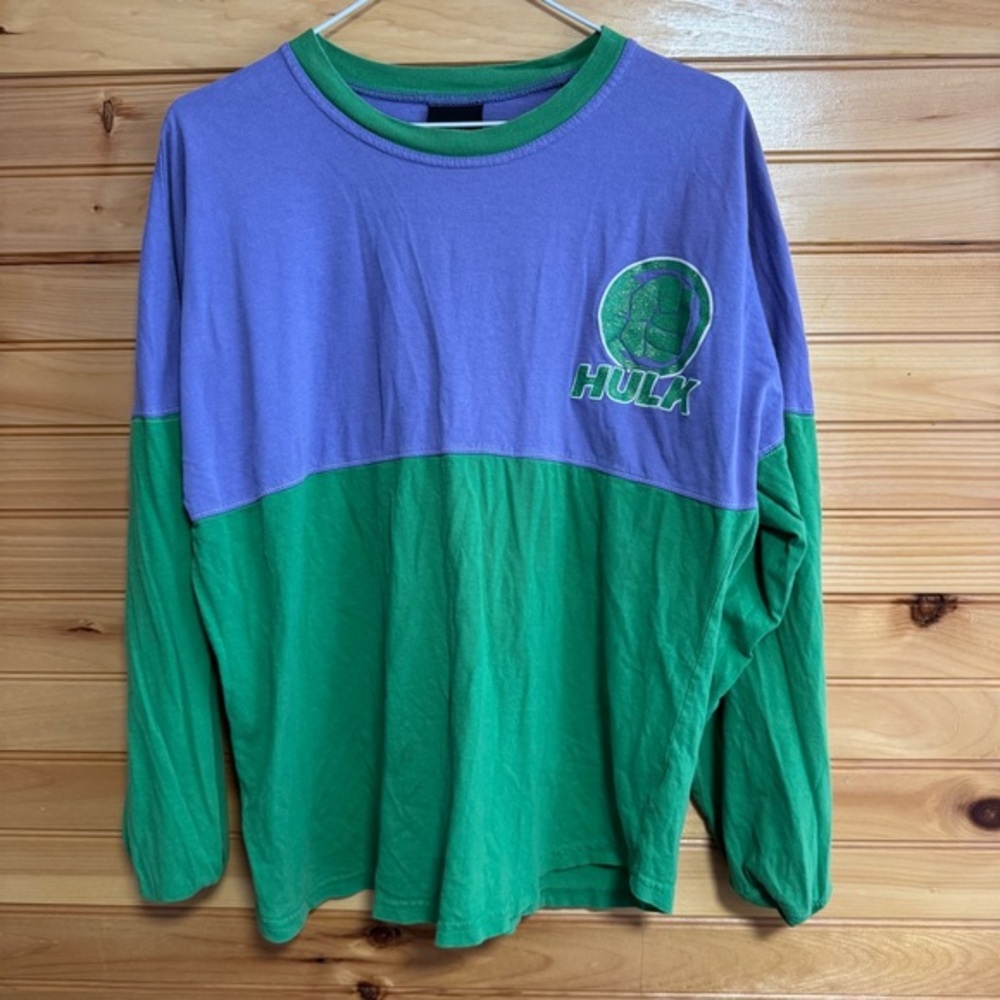 Marvel Incredible Hulk Purple and Green Long Sleeve Shirt Medium